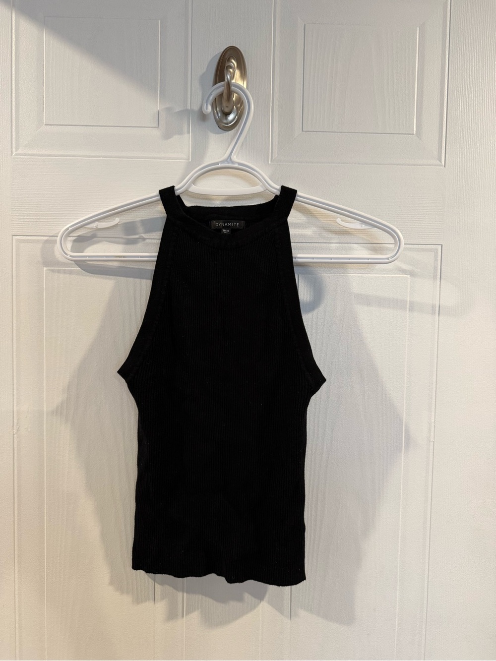 Dynamite Black Ribbed High-Neck Tank